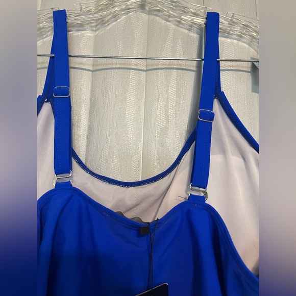 Rebdolls Vibrant Blue “prism” ruffle swim top - Picture 4 of 8